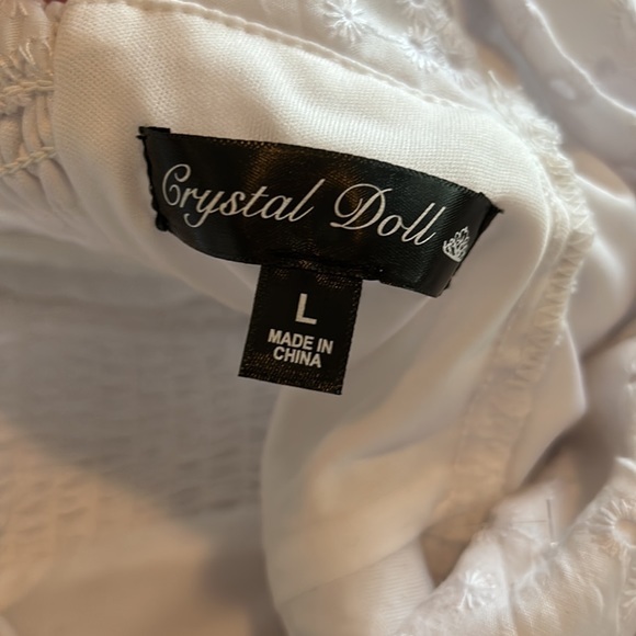 NWT, Crystal Doll,‎ White Woven Eyelet Mini Sheath Dress, lined - Picture 8 of 10